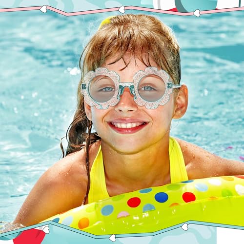 Image of Geyoga Kids Flower Sunglasses Colored Round Flower Glasses Cute Girls Baby Toddler Groovy Sunglasses for Outdoor Party Beach