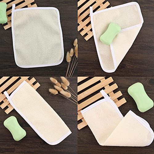 4Pcs Exfoliating Face Towels Soft Weave Bath Clothes Natural Exfoliating Scrub Clothes Body Wash Clothes Massage Bath Clothes for Women and Man, Milky - Image 5