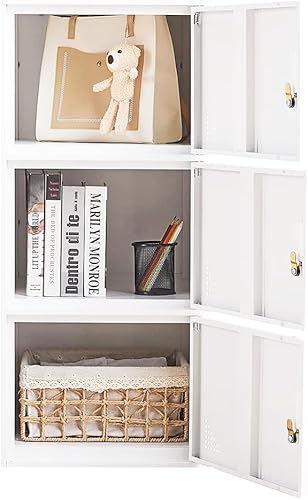 Miniatura 4 de Casillero de Metal de 3 Puertas Gabinete de Almacenamiento de Acero, Casilleros de Almacenamiento de Oficina para Empleados, Gabinetes de Metal