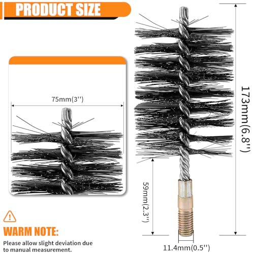 Image of 1Pc 3 inch Round Pipe Tube Stainless Steel Wire Brush 75mm | long wire chimney brush for copper pipe claening