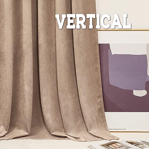 Image of RYB HOME 72 inches Velvet Curtains for Nursery, Rod Pocket Thermal Insulated Soft Silky Touch Window Treatment for Study Room Dorm, W 52 x L 84 inches, Blush, 2 Panels Set