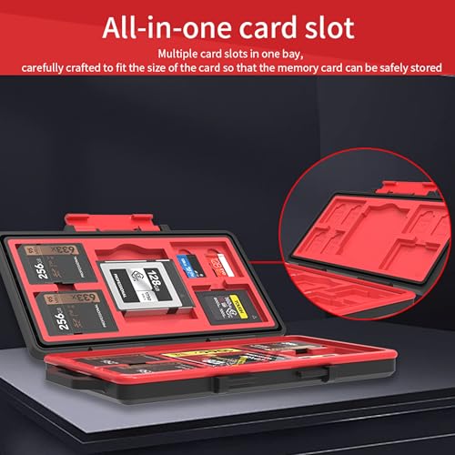 Image of Digitek DCH 025 All-in-One Memory Card Storage Case. Waterproof, Dustproof & Shockproof SD Card Holder, Holds SD, TF, CFexpress Type A, XQD /CF-B Cards, Compact Anti-Drop Hard Case