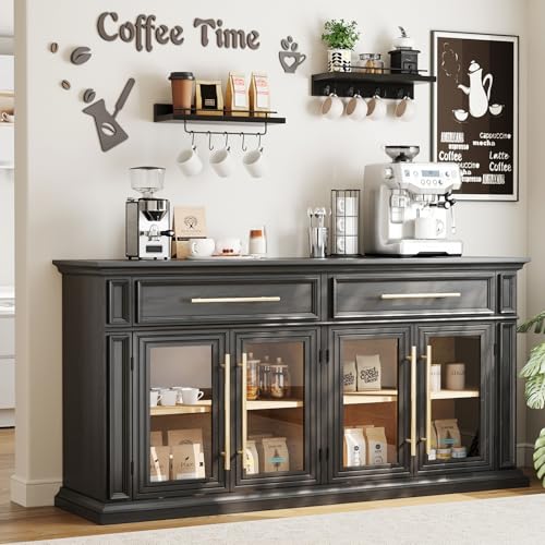 LGHM 63" Sideboard Buffet Cabinet with Drawers, Modern Kitchen Storage