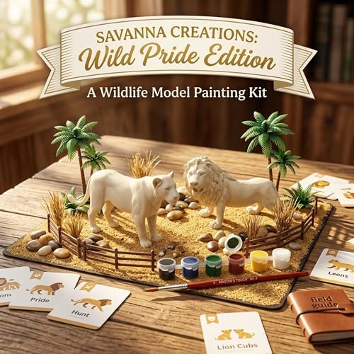 Image of Big Size Painting Animal Toys for Kids with Kit DIY Farm & Jungle Animal Toys Set 2PCS Lion, Tiger Figure Playset Toy for Boys & Girls Wild Zoo Janwar Painting Toys for Kids 3 Years
