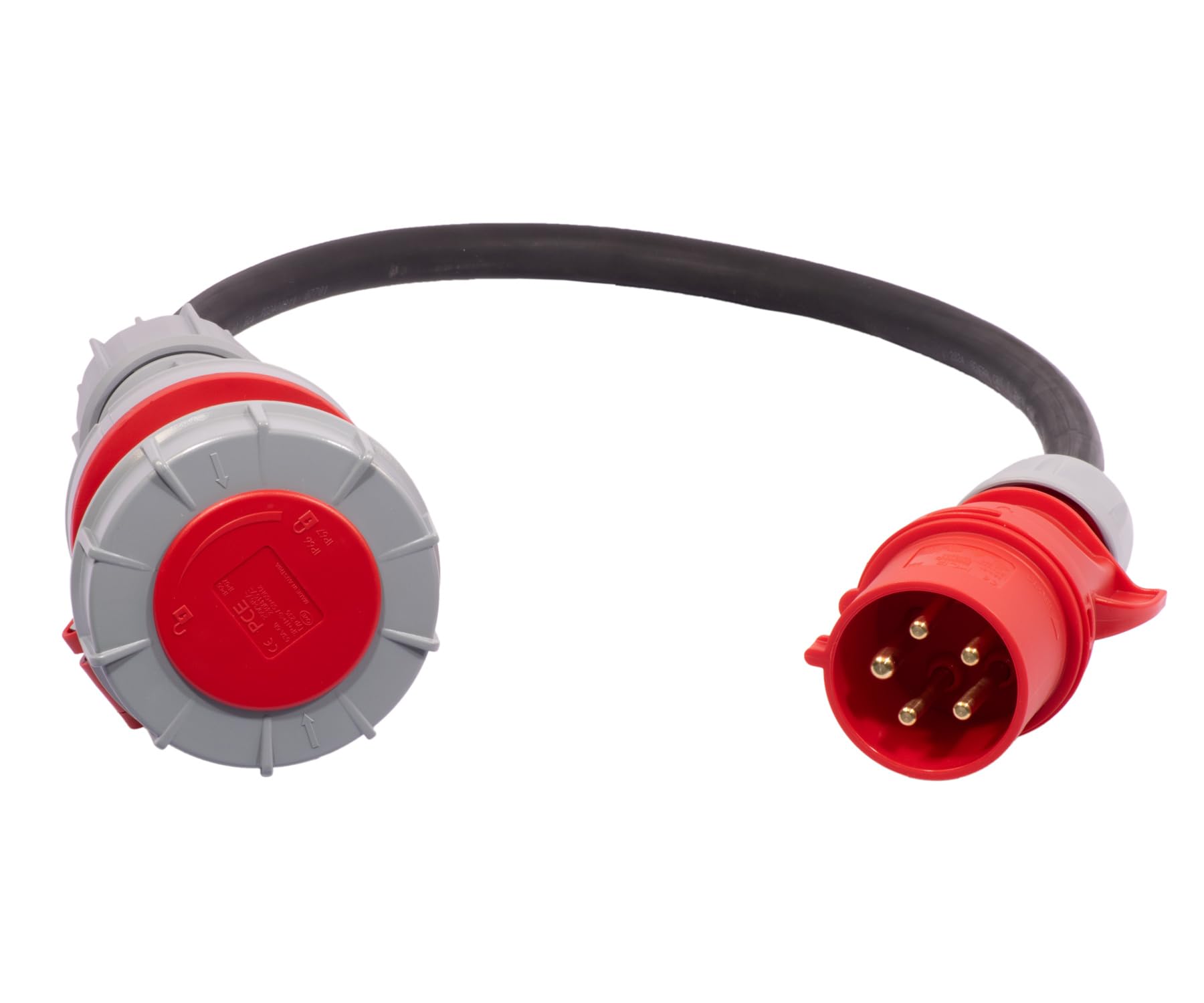 Adapter 5-Pol CEE Stecker 32A auf 5-Pol CEE Kupp. 63A H07RN-F 5G6 | ALPTEG A006 1m