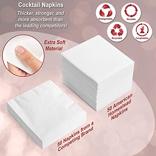 American Homestead 1600 Cocktail Napkins - Bulk Buy Disposable Beverage Bar Napkins - Linen-Like Square Napkins Compostable - 4.75 Inch X 4.75 Inch (1600 Count, Black) #TOP3