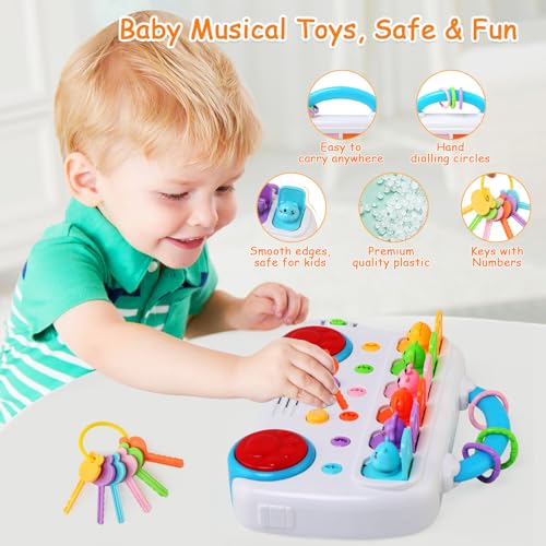 BelleStyle Baby Motorikspielzeug ab 1 Jahr, Pop Up Spielzeug mit Tieren Schlüssel Musik & Licht Frühe Entwicklung Ursache und Wirkung Lernspielzeug Montessori Spielzeug für Kinder 1 2 3 Jahr
