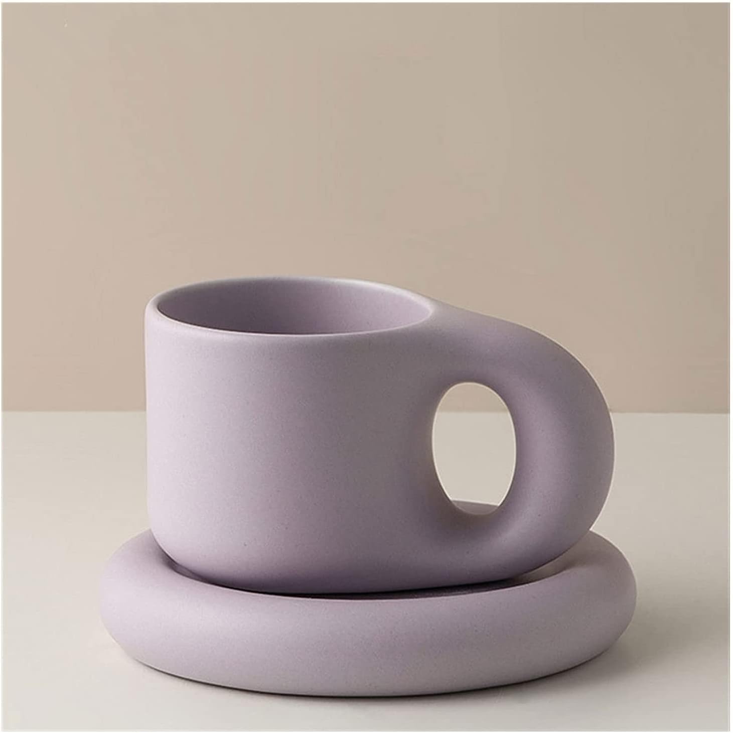 Nordic Creative Mug Coffee Mug Porcelain Tea Cup and Saucer Set Espresso Cups 300ML Ounce Pothole for Coffee Cappuccino Latte Coffee Cup Gift for Birthday Festive Couple