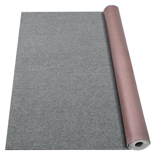 Grefinity Marine Carpet,5 FT x 10 FT Smoke Gray Indoor Outdoor Carpet 0.2' Thick Boat Carpet with Water-Proof TPE Backing, Non-Slide Outdoor Marine Carpet Roll for Home, Patio, Porch, Deck