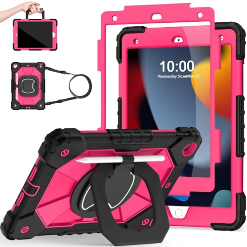 Scnioy Case for iPad 9th Generation iPad Case 9th 8th 7th Generation iPad 10.2 Inch iPad 9th Gen Cover with Screen Protector Pen Holder TabletCases 360° Rotating Stand, Black Pink by Scnioy - Used condition - US$28.40