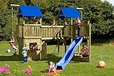 Gartenpirat Spielanlage Freibeuter mit 2X Spielturm Brücke Spielhaus Schiff und Rutsche, TÜV - 2