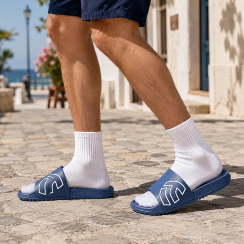 JOMIX Letnie kapcie męskie, kapcie domowe i plażowe z pianki EVA, o grubości 2,5 cm, antypoślizgowe, idealne do basenu i codziennego użytku, Niebieska, 43 EU