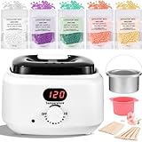 Scaldacera Professionale Display Digitale LCD con 400g Perle di Cera,20 Spatole, 1 Pentola di silicio,2 Olio per la Cura Prima e Dopo