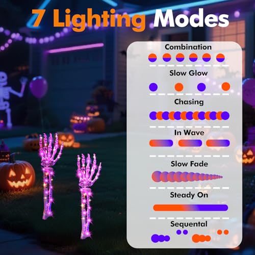 Halloween Decorations Outdoor, 5Pcs Solar Lighted Skeleton Arm Stakes - image 2