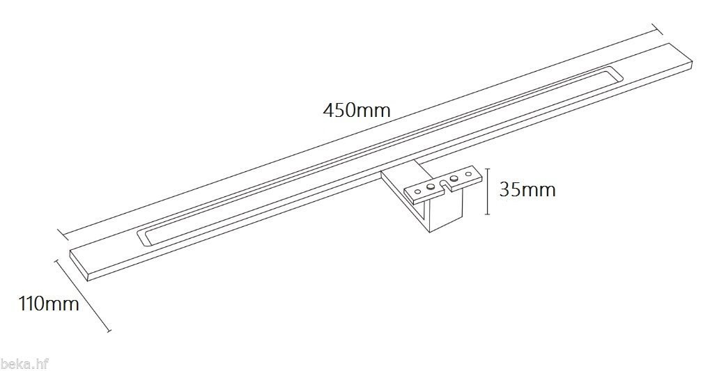 kalb | LED Badleuchte Badlampe Spiegellampe Spiegelleuchte Möbellampe 450mm Klemm
