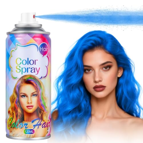 Acomler Temporary Hair Color Spray for Kids Women, Washable Blue Hair Spray, One-Time Use Temporary Hair Dye, Natural Hair Color Wax for Cosplay Party, DIY, Christmas Party, Halloween (Blue, 4.06Oz)
