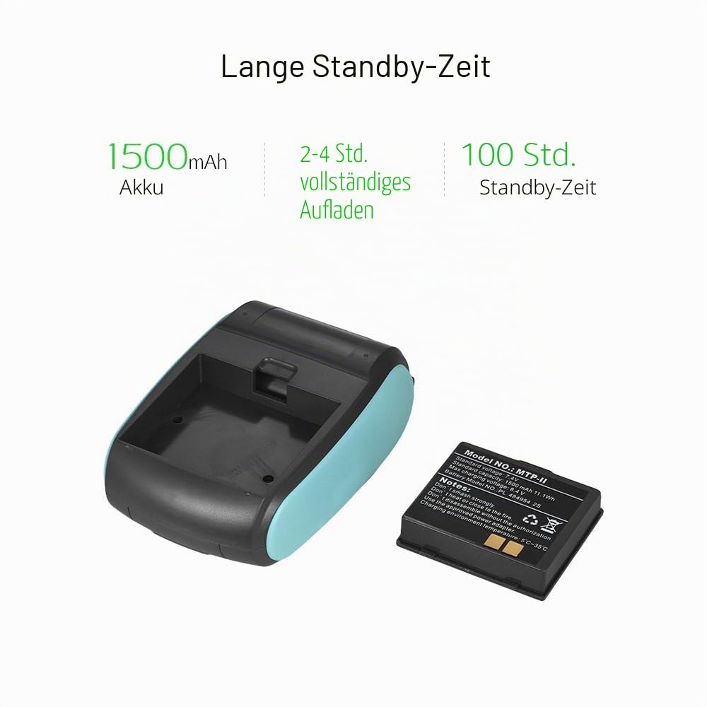 Leslaur PT-210 Tragbarer Thermodrucker Handheld 58mm-Empfangsdrucker für Einzelhandelsgeschäfte Restaurants Fabriken Logistik, 10 Papierrollen