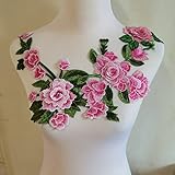 Flowers Embroidered Patch Sticker for Clothing Jacket Jeans Lace Applique DIY Clothes Decorations Fabric Patches (Color D Pink)