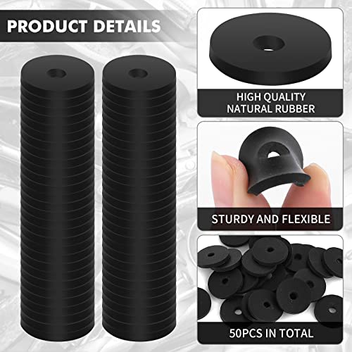 Prasacco 50 Stück Gummi Unterlegscheiben, Flache Set Strapazierfähig Abriebfest Schwarz Runde für elektrische Anschlüsse, Kfz-Reparaturen, Geräteinstallation