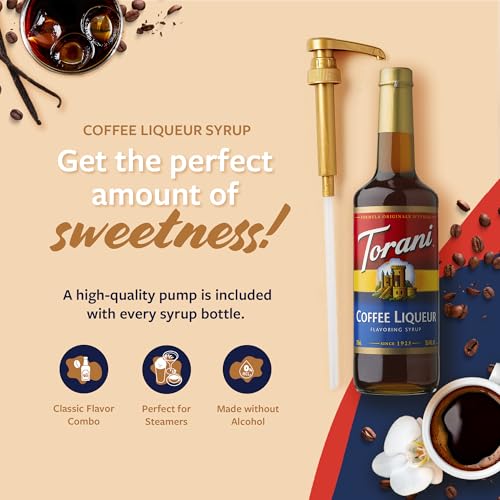 Image of Torani Syrup, Coffee Liqueur Flavoring for Drinks, Glass Bottle with Pump Included, 25.4 Fl Oz