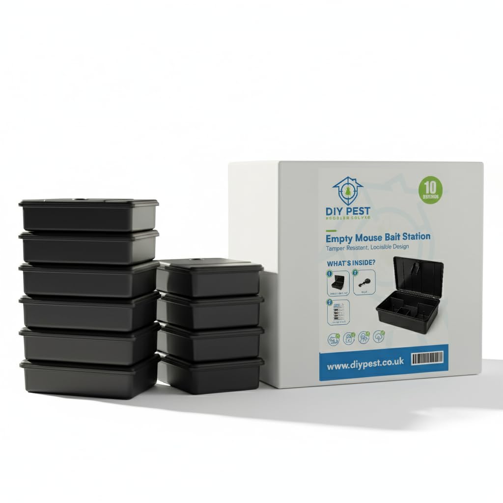 Mouse Bait Station – Lockable, Tamper-Resistant Housing for 20 g Bait Blocks or Pasta Sachets (Empty, No Bait Supplied) – Reusable for Indoor & Sheltered Outdoor Placement (5)