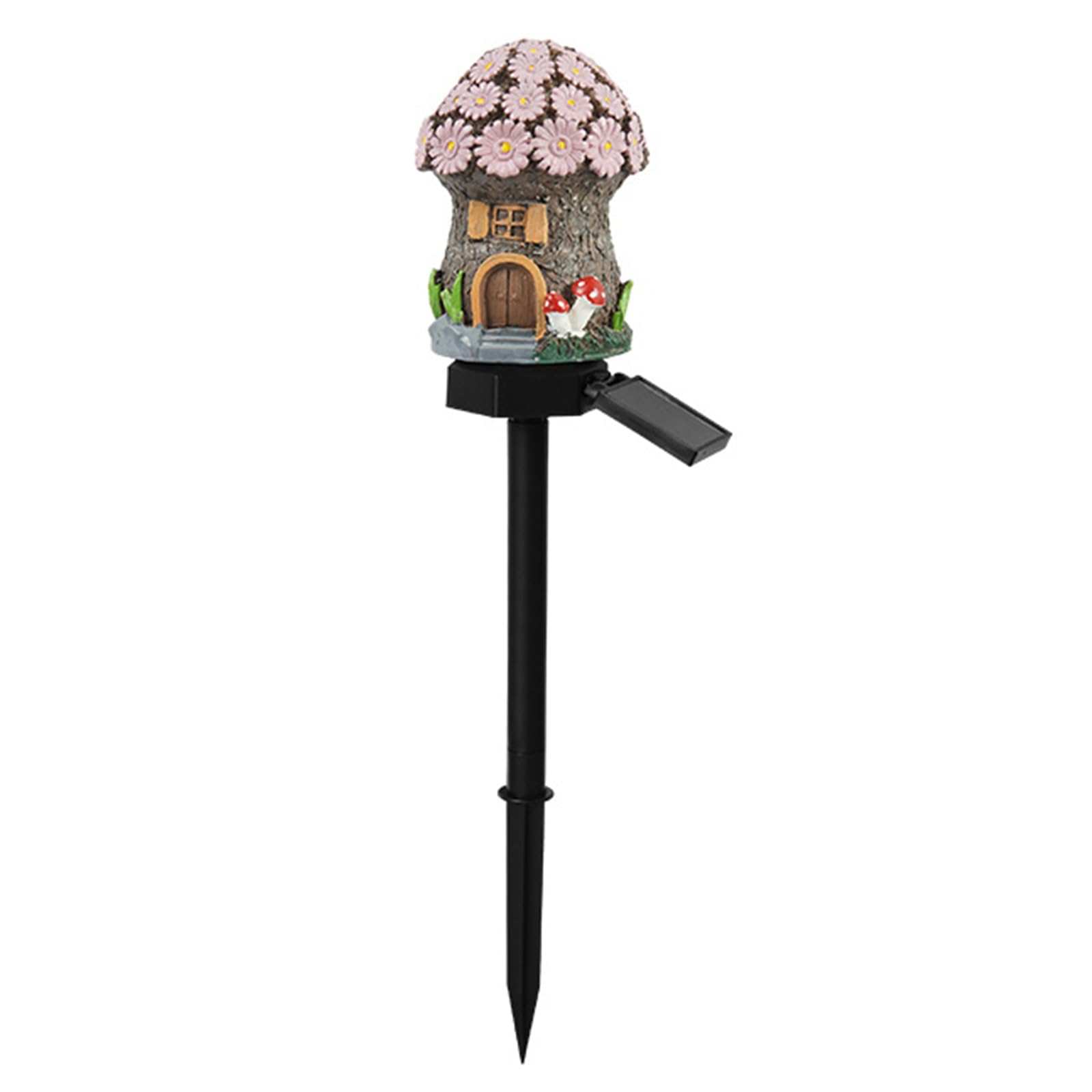 Solar Fairy-Tale Mushroom Cottage Garden Light Auto On/Off Solar-Powered Resin Lamps Weather-Proof Resin Mushrooms Ground Decor Lights for Yard Patio Pathway Lawn Flower Bed (F)