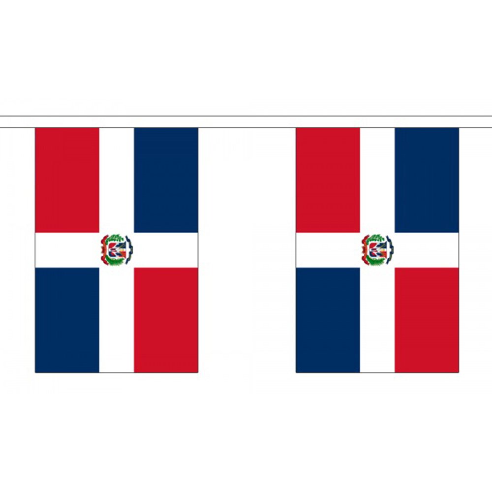 Flagtex Dominican Republic Fabric Bunting – 3m with 10 Flags – Fabric for Indoor & Outdoor Use – String Flags Banners Dominican Caribbean Hispaniola Island — image 1