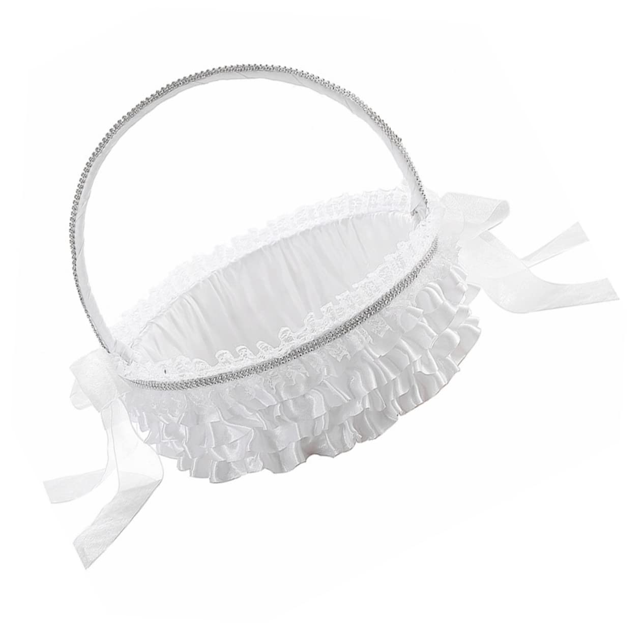 MAGICLULU 2st Blumenkorb Zur Hochzeit Träger Mädchenkorb Für Die Hochzeit Gefälschte Blumen Mädchen Kleiden Sich Girlanden Bausatz Dekorativ Anordnung Hochzeitstischdekoration Weiß Spitze