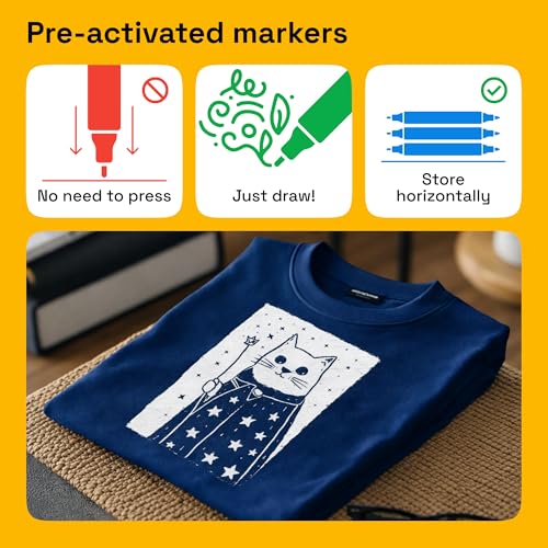 Image of ARTISTRO 2 White Dual-Tip Fabric Markers Decorating Kit Permanent for Cloth