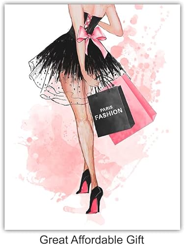 Miniatura 4 de High Fashion Design Wall Decor - Glam Wall Decor - Designer Handbags, Perfume, Shoes - Living Room Picture for Women, Girls Bedroom - Pink Art -