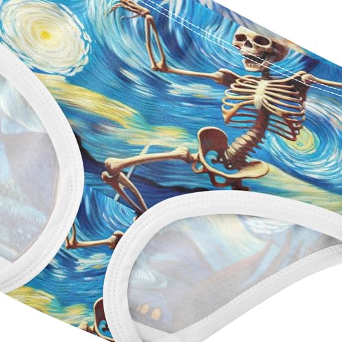 Girls Underwear Toddler 2t Cotton Panties for Girl Funny Briefs Underpants Funny Skeleton Dance Starry Night4