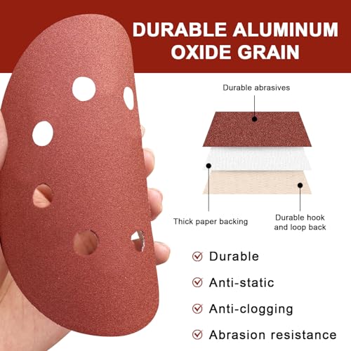 Image of 100 PCS 5 Inch Sanding Discs 240 Grit, 8 Hole Aluminum Oxide Hook and Loop Round Sandpaper for Random Orbital Sander