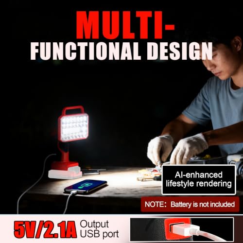 Image of Cordless LED Work Light for Craftsman 20V Battery, 2000LM Portable Handheld Flashlights Tool with USB Port and 3 Brightness Modes for Camping, Fishing, Job Site, Indoor & Outdoor Use