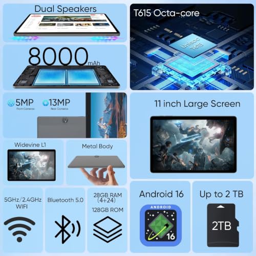 Image of TUOHAITIME 2026 Upgraded Android 16 Tablet, 11 inch Android Tablets