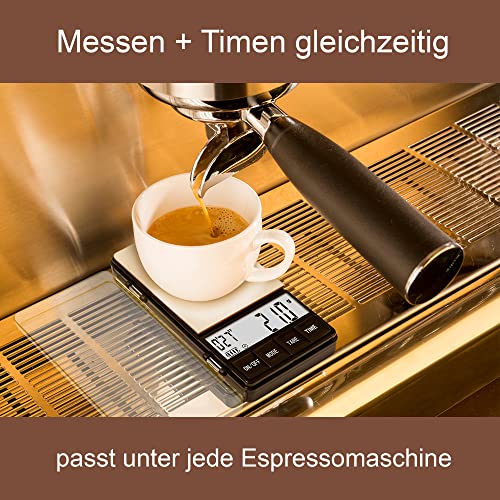 Kaffeewaage mit Timer - Espresso waage inkl. Batterien - Exakte Feinwaage mit Countdownfunktion - Espressowaage - Küchenwaage - Coffee Scale by JoeFrex