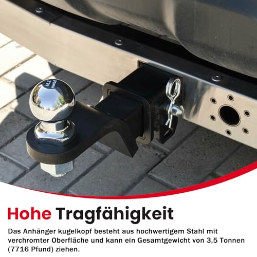 Forbabe Anhängerkupplungskugel, 50mm 3.5T Kugelkopfbolzen Gerade Ø22mm Schraube Kugelkopf Anhängerkupplung Traktor, Kugelkopf für Ackerschiene bis 3.5 Tonnen