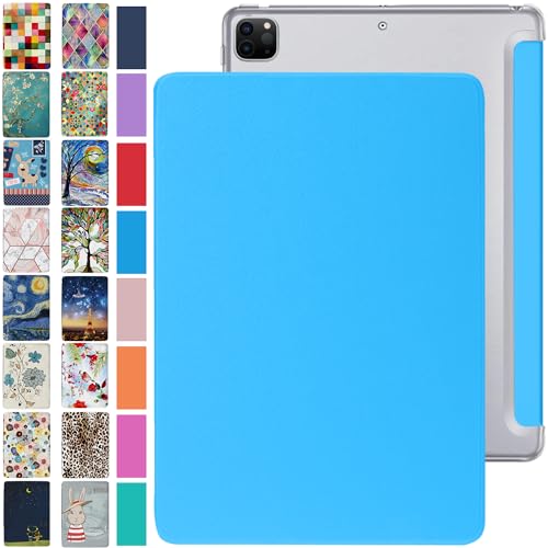 Image of DuraSafe Cases for iPad PRO 12.9 Inch 5th 4th [ Pro 12.9 4 5 Generation 2020 2021 ] A2378 A2461 A2379 MHNR3HN /A MHNT3HN /A Trifold PC Lightweight Smart PU Leather Protective Hard Back Cover - Blue