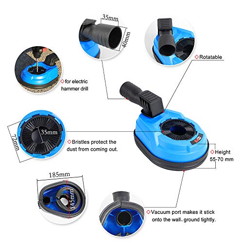 Raizi Hammer Drill Dust Collector Attachment,Universal Dust Shroud For Drilling 1-3/8" #TOP3