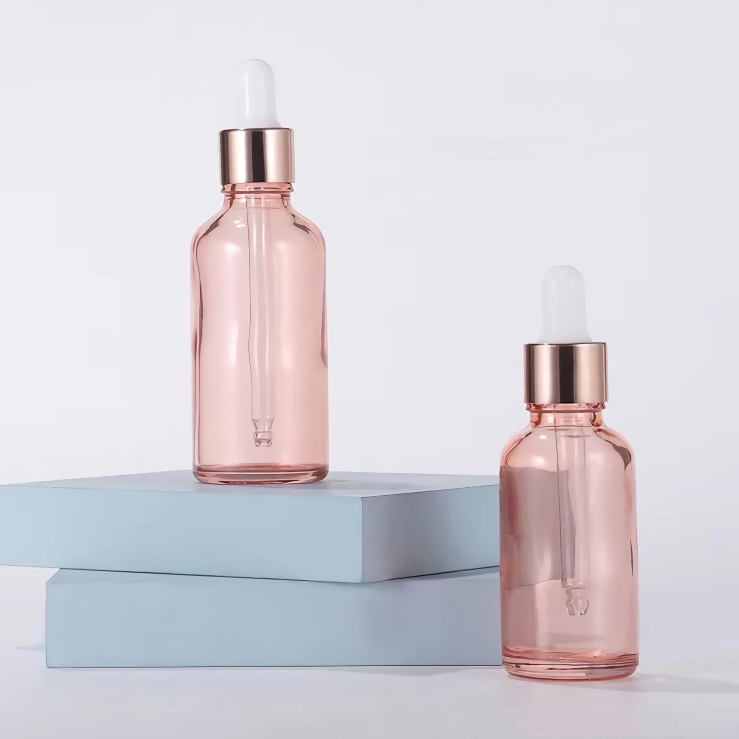 24 Stück 100ml Pink glas Pipettenflasche, Leere Glasflasche mit Pipette, Stichprobe Glaspipette Tropfflasche für Aromatherapie ätherische Öle