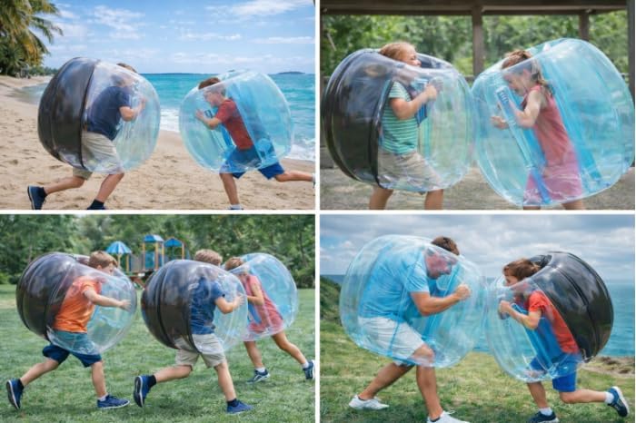 HearthSong Inflatable Bumper Balls for Kids, 2-Pack Wearable Bubble Bumpers, 47.5-Inch Outdoor Body Bouncers for Backyard Play, Parties, Tumbling and Active Family Fun
