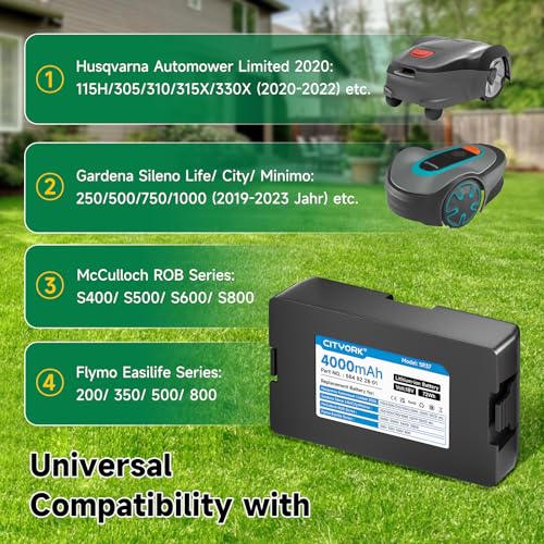 18V/4000mAh Mähroboter Akku für Husqvarna Automower Limited Edition 2020 115H 305 310 315X 320 330X (Baujahr 2020-2022), für Gardena Sileno City/Life/Minimo: 250/500/ 750/1000 (2019-2023 Jahr) – Bild 3