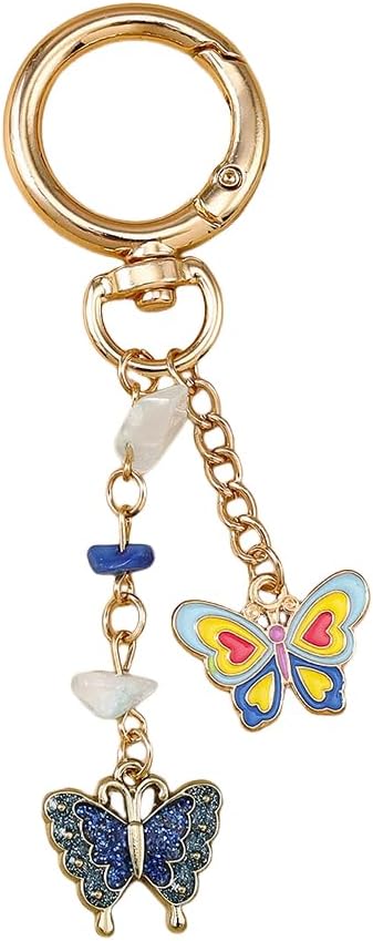 Enamel Butterfly Flower Charm Keyrings Multi Colored Love Heart Y2K Butterfly Keychains Keyring image 2