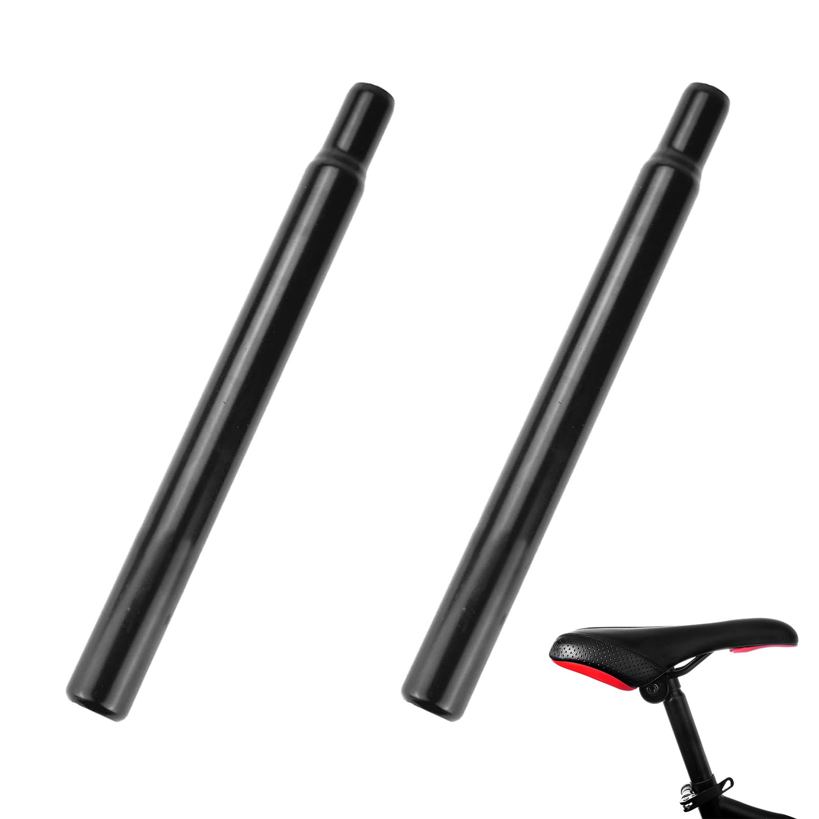 Bike Seat Post, 2PCS High-Carbon Steel Bicycle seat post, Diameter 27.2 mm, Length 300 mm for Fixed Gear MTB Road Mountain Bikes (Black)