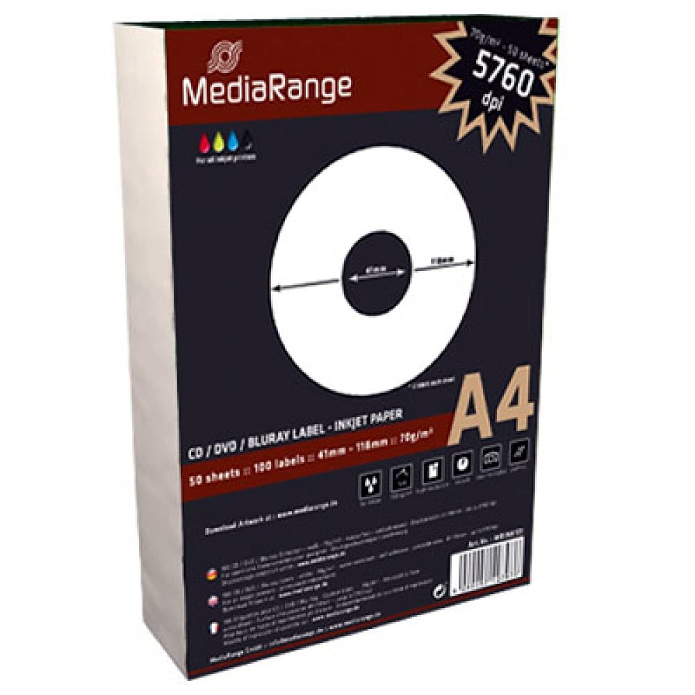 Mediarange Etikettenpapier 100 Etiketten 41-118 mm