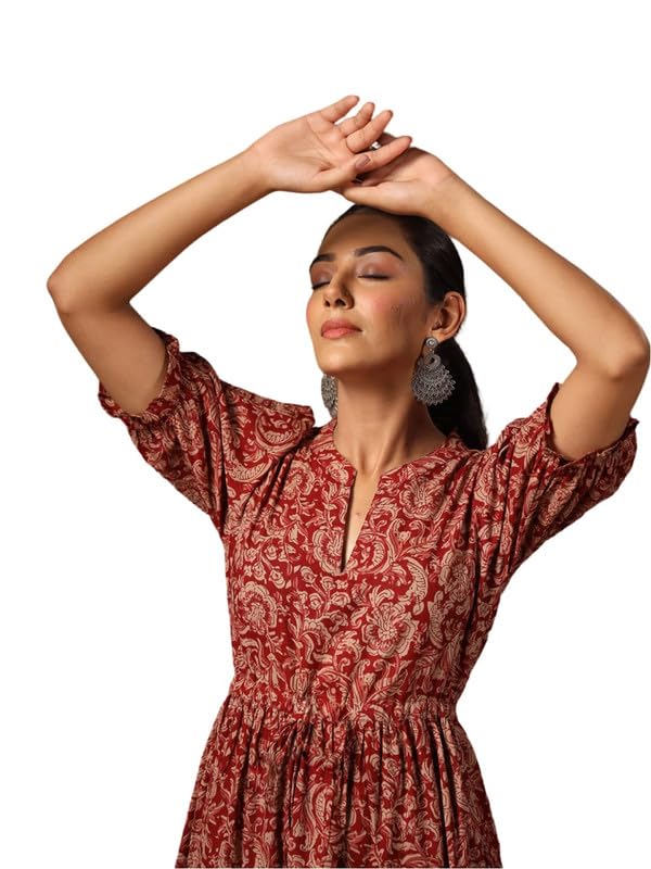 PRESHA Women’s Fit and Flare Pure Cotton Long Maxi Dress (SP-12)