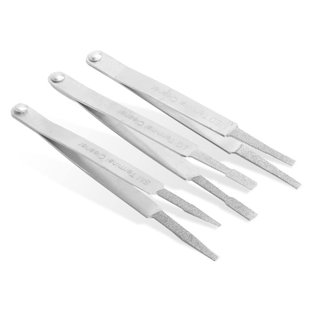 Akozon Terminal Cleaning Tool, 3PCS Metal Terminal Cleaner Set