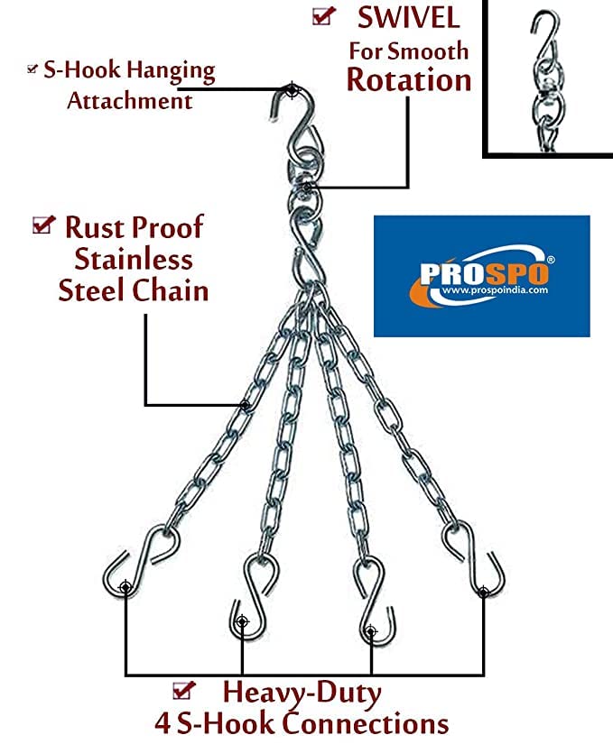 Prospo Punching Bag Srf (Red) 36 inch filled with Chain and Straight focus pad Boxing Gym Set, Boxing Kit, Boxing Set for Men, Boxing Kit for Men, Punching Bag Srf 36 inch filled with Chain and Straight focus pad (Red/Blue) - Image 3