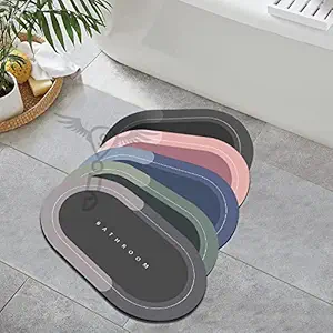 Bathroom Door Mat | Non Slip Door Mat for Bathroom | Super Absorbent Soft Door Mat | Quick Dry Dirt Barrier for Home | Kitchen (40 x 60 cm) | Multicolour, Oval