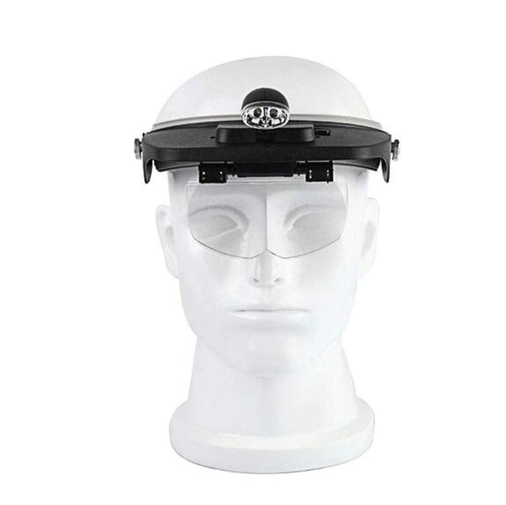 4 Linsen 1,2X, 1,8X, 2,5X, 3,5X Lupe, LED-Licht, Freisprech-Stirnband, Lupenlampe, Stirnband, Brille, Lupe, Lesebrille mit 2 LED-Leuchten, Brillen Magni (Farbe: A) charitable