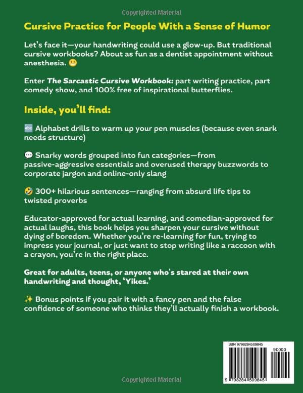 Miniatura 2 de Sarcastic Cursive Handwriting Workbook for Adults Improve your handwriting with a penmanship workbook thats funny. 200 Pages of Handwriting Practice